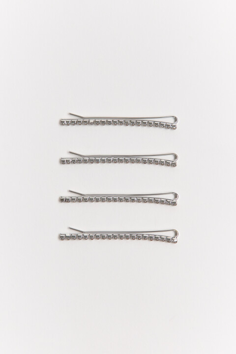 

Набор заколок со стразами (4 штуки), Серый, Набор заколок со стразами (4 штуки)