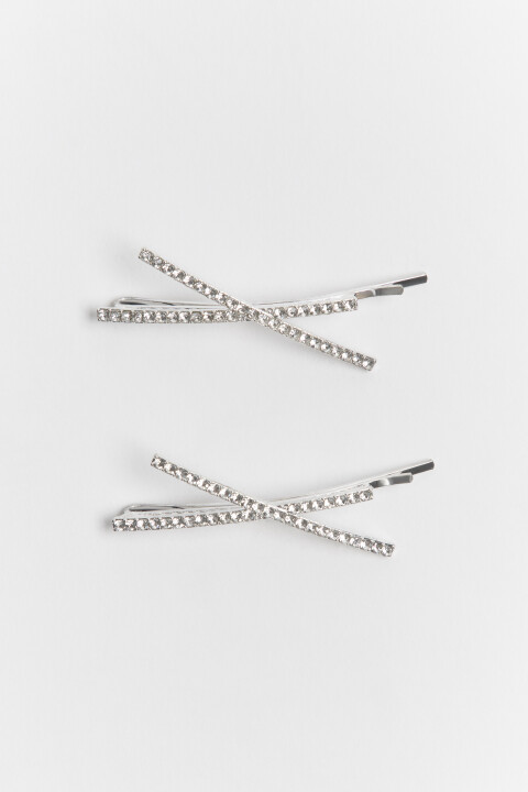 

Набор заколок со стразами (2 штуки), Серый, Набор заколок со стразами (2 штуки)