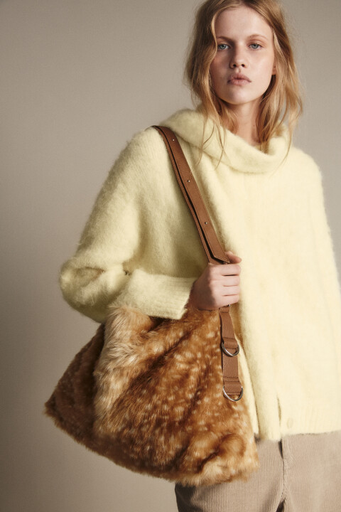 

Сумка меховая с оленьим принтом, Мультиколор, Сумка меховая с оленьим принтом