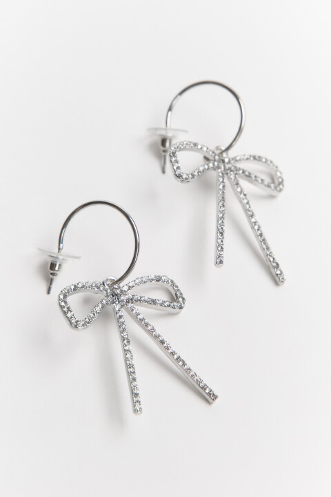 

Серьги-полукольца с бантами и стразами, Серый, Серьги-полукольца с бантами и стразами