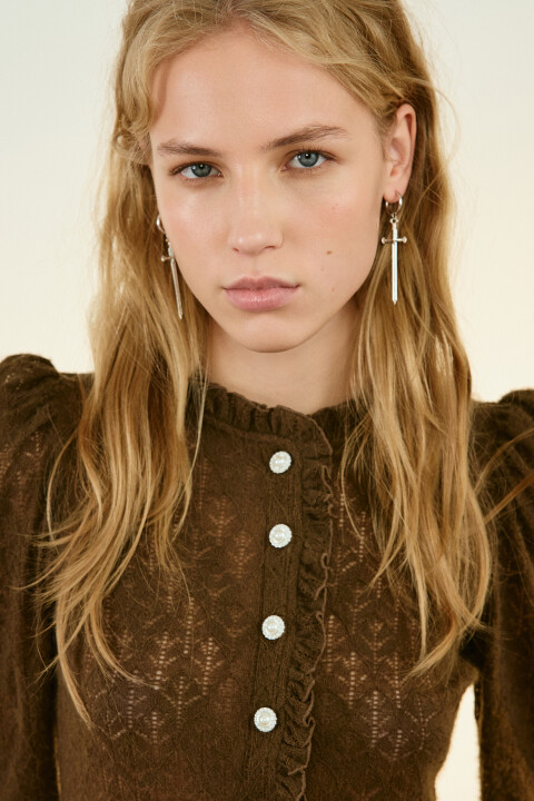 

Серьги с подвесками-мечами, Серый, Серьги с подвесками-мечами