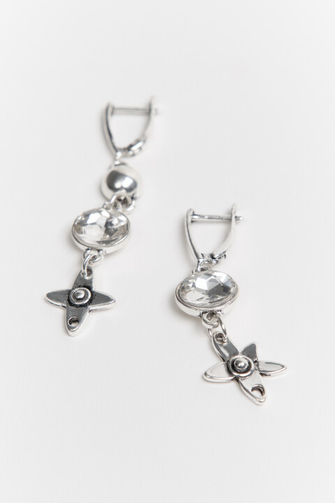 

Серьги с подвесками и стразами, Серый, Серьги с подвесками и стразами