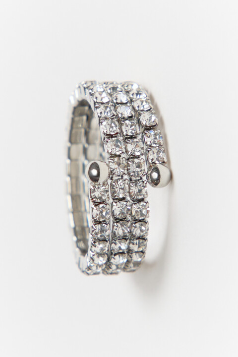 

Кольцо-спираль со стразами, Серый, Кольцо-спираль со стразами