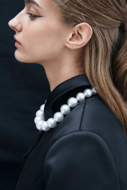 

Ожерелье из крупных бусин, Серый, Ожерелье из крупных бусин