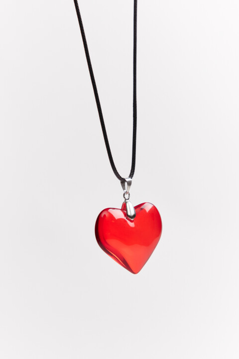 

Колье-шнурок с сердечком, Бордовый, Колье-шнурок с сердечком