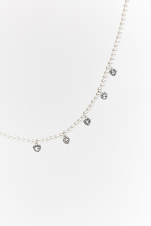 

Ожерелье жемчужное с сердечками, Серый, Ожерелье жемчужное с сердечками