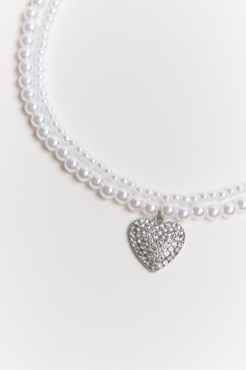 

Ожерелье двуслойное с подвеской, Серый, Ожерелье двуслойное с подвеской