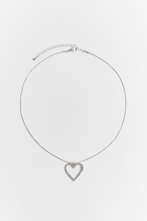 

Цепочка с сердечком и стразами, Серый, Цепочка с сердечком и стразами