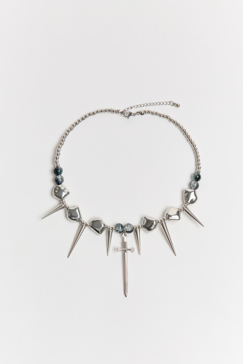 

Колье-чокер с длинными шипами, Серый, Колье-чокер с длинными шипами