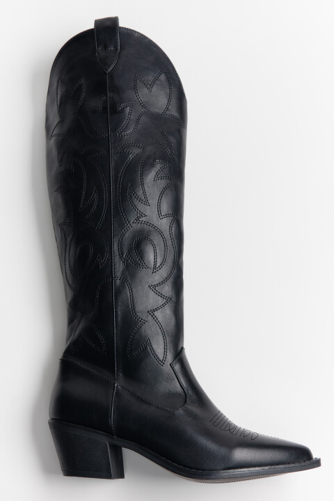 

Сапоги-казаки высокие с вышивкой, Черный, Сапоги-казаки высокие с вышивкой