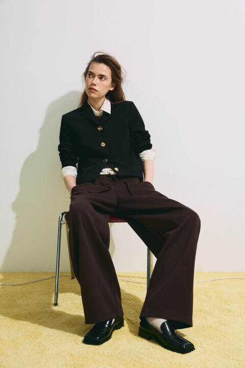 

Брюки barrel fit со средней посадкой на завязках, Черный, Брюки barrel fit со средней посадкой на завязках