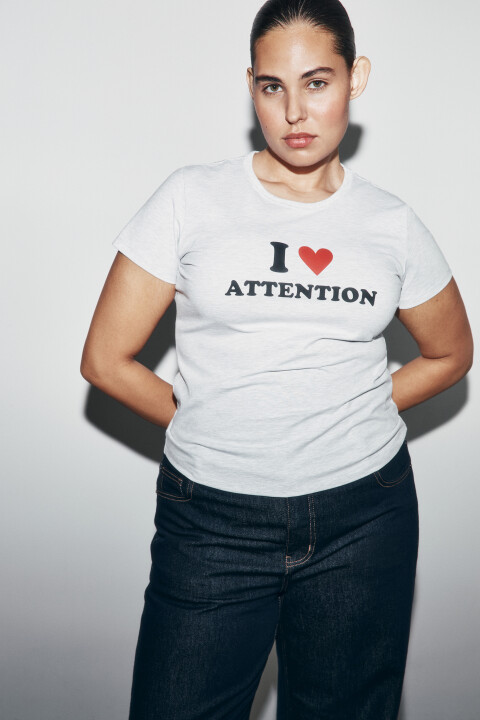 

Футболка приталенная с надписью, Серый, Футболка приталенная с надписью