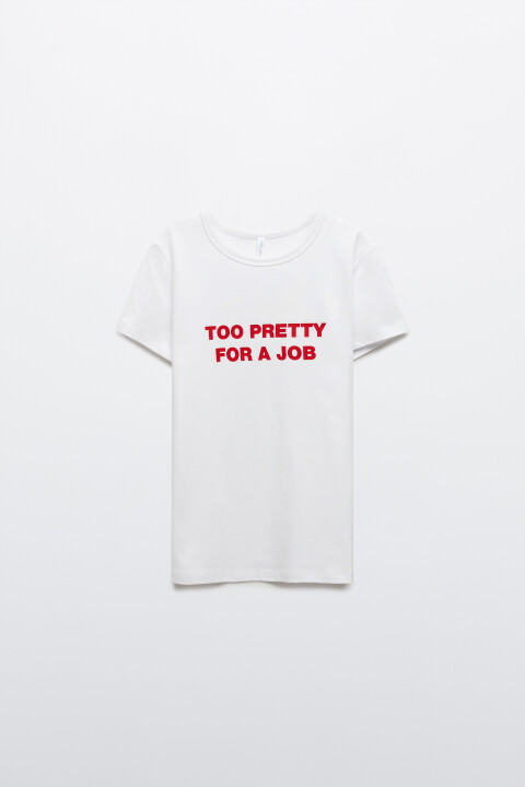 

Футболка приталенная с надписью, Белый, Футболка приталенная с надписью