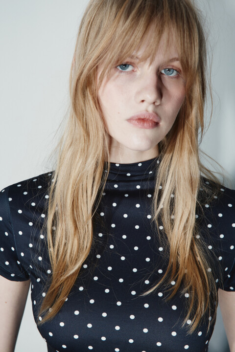 

Футболка-топ с воротником стойкой, Черный, Футболка-топ с воротником стойкой