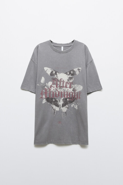 

Футболка хлопковая с принтом, Серый, Футболка хлопковая с принтом