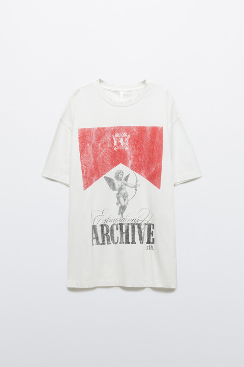 

Футболка хлопковая с принтом, Белый, Футболка хлопковая с принтом