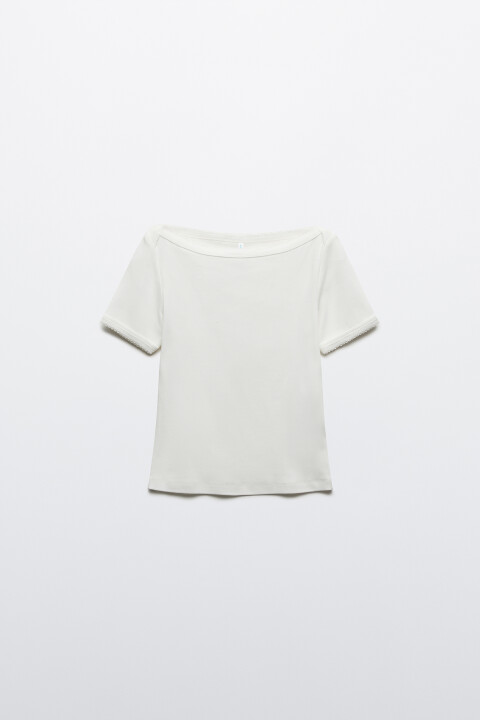 

Футболка облегающая с вырезом-лодочкой, Белый, Футболка облегающая с вырезом-лодочкой