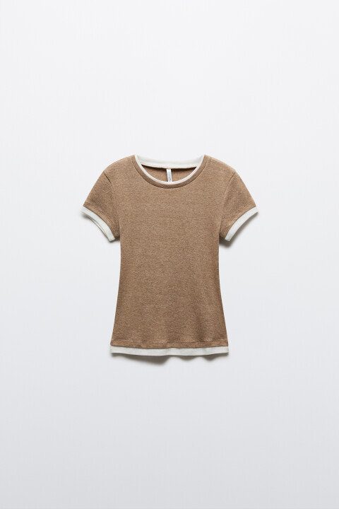 

Футболка облегающая с имитацией второго слоя, Синий, Футболка облегающая с имитацией второго слоя