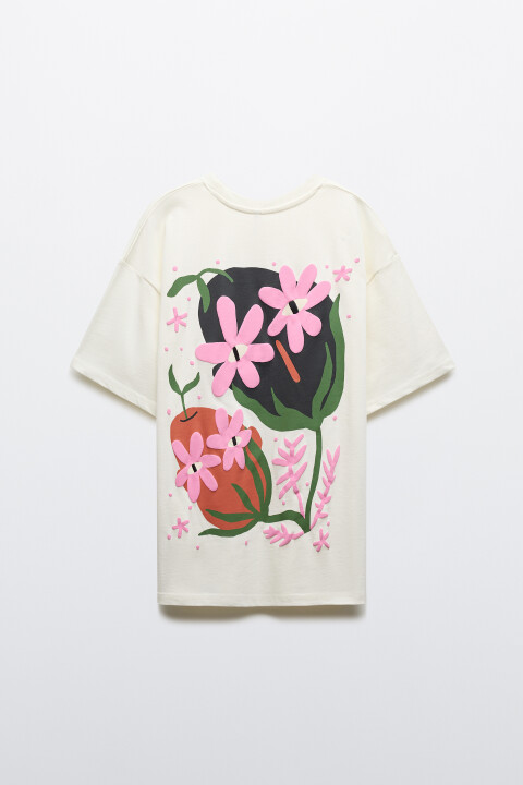 

Футболка оверсайз хлопковая с принтом, Зеленый, Футболка оверсайз хлопковая с принтом