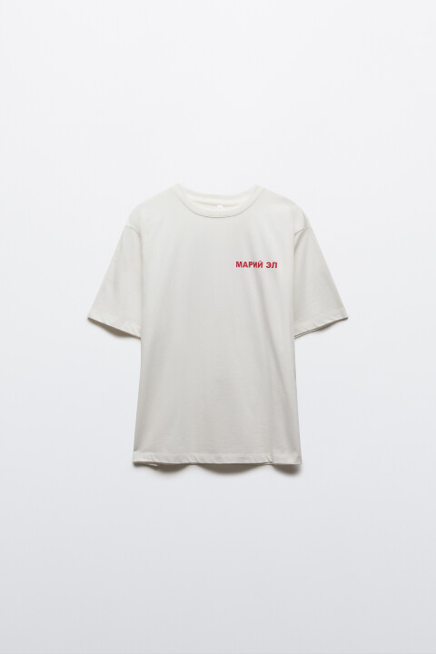 

Футболка хлопковая ovesize с принтом, Белый, Футболка хлопковая ovesize с принтом