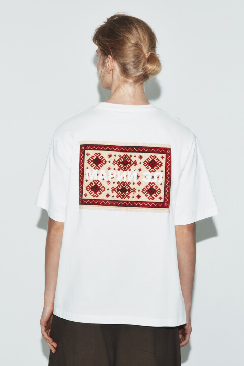 

Футболка хлопковая оверсайз с принтом, Белый, Футболка хлопковая оверсайз с принтом