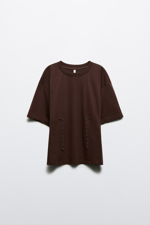 

Футболка-топ приталенная на крючках, Коричневый, Футболка-топ приталенная на крючках