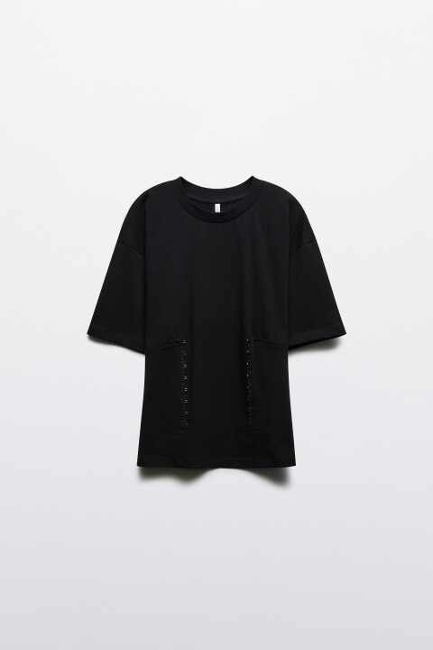 

Футболка-топ приталенная на крючках, Черный, Футболка-топ приталенная на крючках