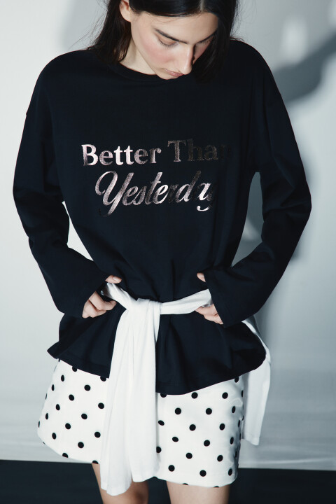 

Лонгслив хлопковый с принтом, Белый, Лонгслив хлопковый с принтом