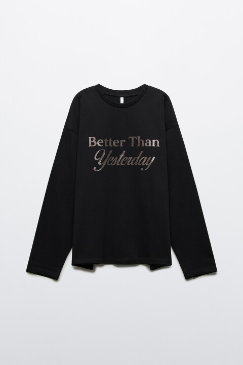 

Лонгслив хлопковый с принтом, Черный, Лонгслив хлопковый с принтом