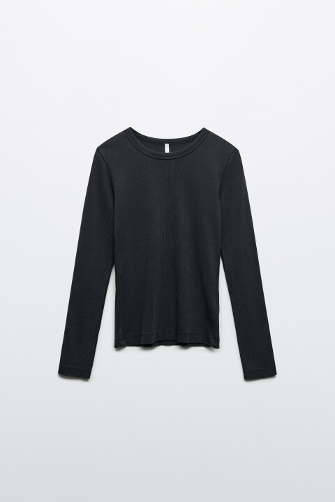 

Лонгслив облегающий с вареным эффектом, Серый, Лонгслив облегающий с вареным эффектом