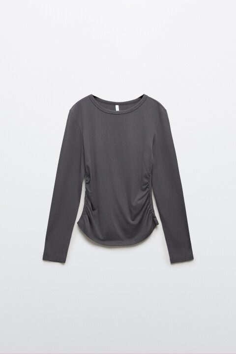 

Лонгслив приталенный со сборками, Желтый, Лонгслив приталенный со сборками