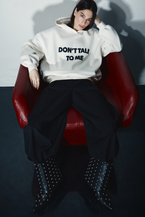 

Худи утепленная с принтом, Бежевый, Худи утепленная с принтом