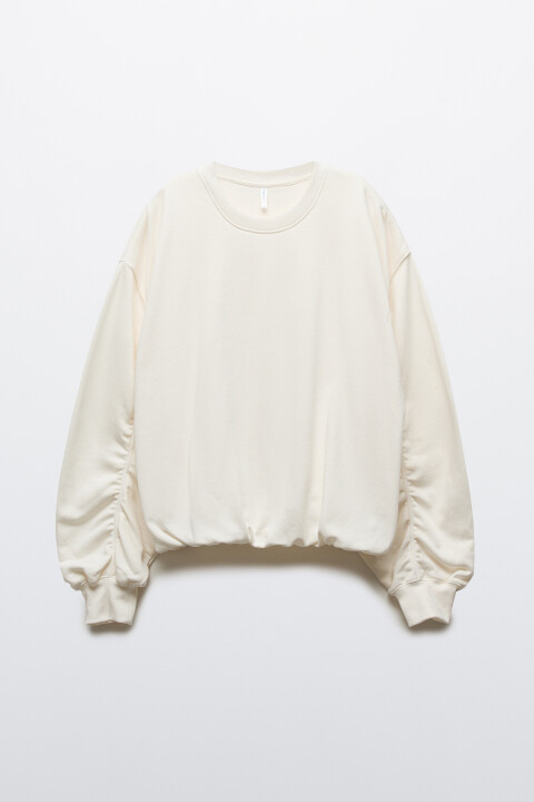 

Свитшот из футера с декоративными складками, Молочный, Свитшот из футера с декоративными складками