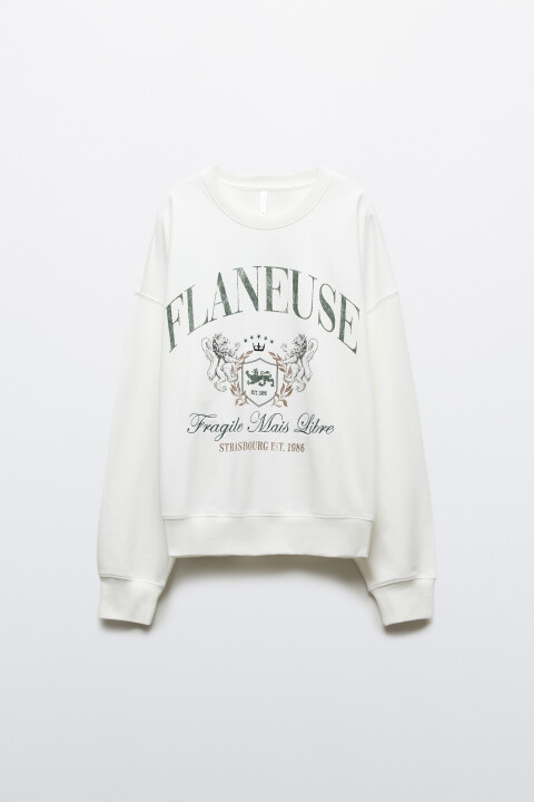 

Свитшот оверсайз из футера с принтом, Синий, Свитшот оверсайз из футера с принтом