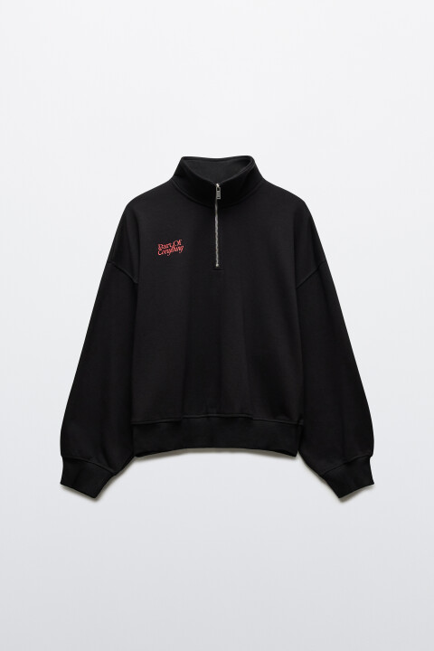 

Свитшот с воротником на молнии, Белый, Свитшот с воротником на молнии