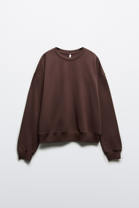 

Свитшот базовый из хлопкового трикотажа, Коричневый, Свитшот базовый из хлопкового трикотажа