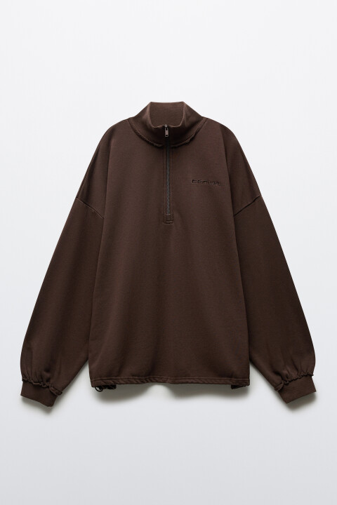 

Свитшот oversize из футера с вареным эффектом, Коричневый, Свитшот oversize из футера с вареным эффектом