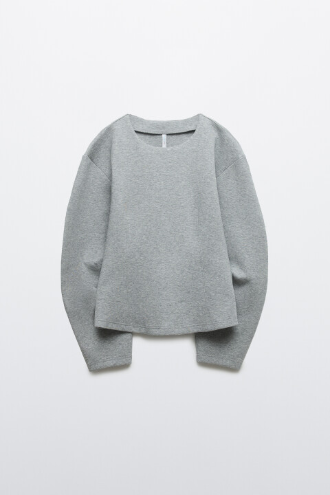 

Свитшот приталенный с объемными рукавами, Серый, Свитшот приталенный с объемными рукавами