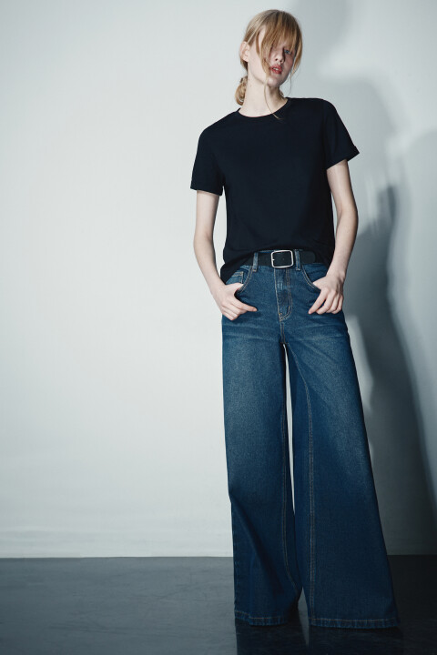 

Джинсы широкие с ремнем, Черный, Джинсы широкие с ремнем