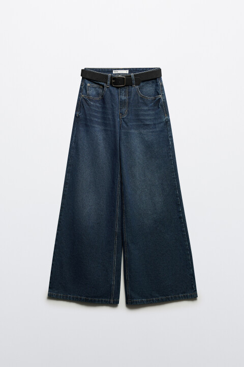 

Джинсы широкие с ремнем, Синий, Джинсы широкие с ремнем