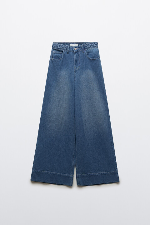 

Джинсы wide leg с высокой посадкой и узором, Голубой, Джинсы wide leg с высокой посадкой и узором