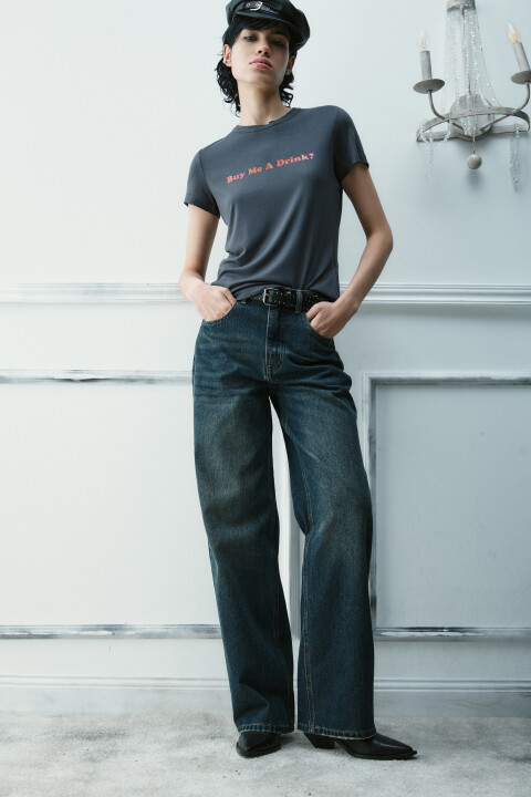 

Джинсы straight fit со средней посадкой, Темный тинт, Джинсы straight fit со средней посадкой