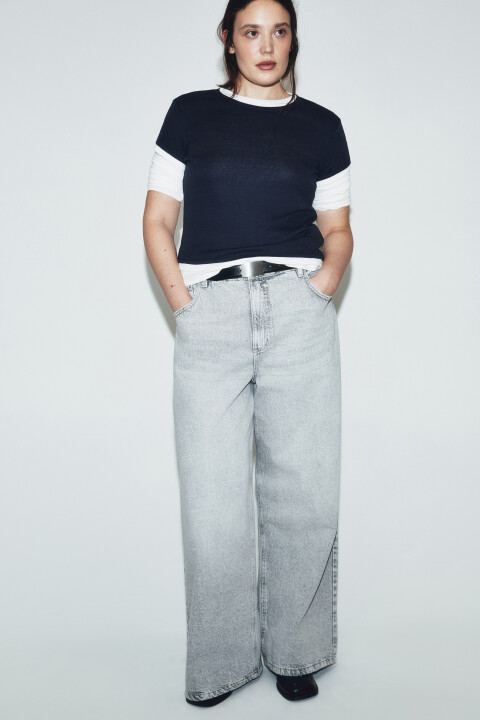 

Джинсы широкие с высокой посадкой, Серый, Джинсы широкие с высокой посадкой