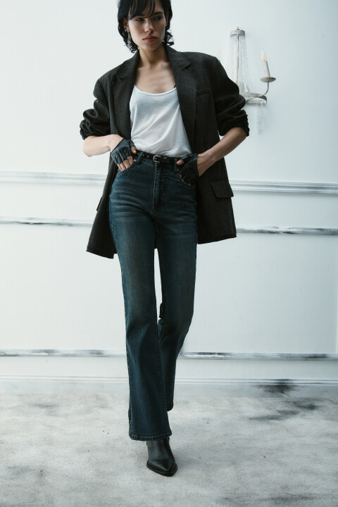 

Джинсы клеш со средней посадкой, Темный тинт, Джинсы клеш со средней посадкой