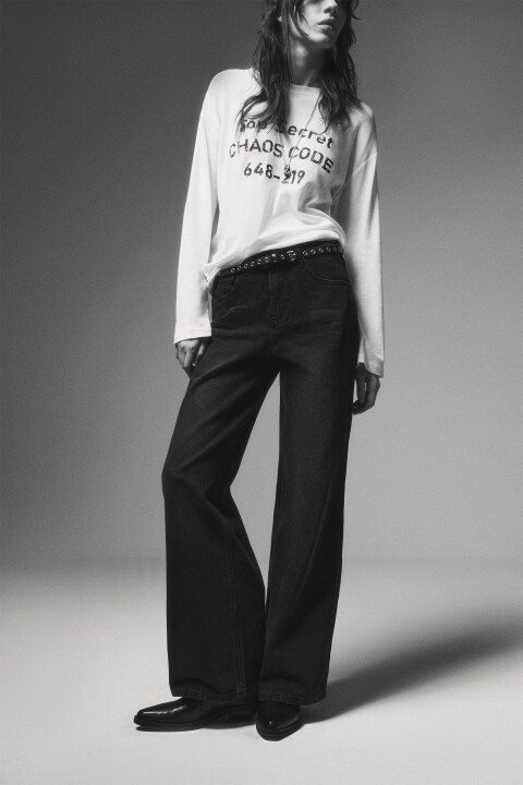 

Джинсы широкие со средней посадкой, Черный, Джинсы широкие со средней посадкой