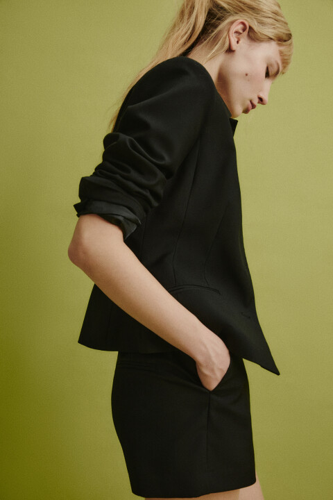 

Пиджак прямой из костюмной ткани, Черный, Пиджак прямой из костюмной ткани