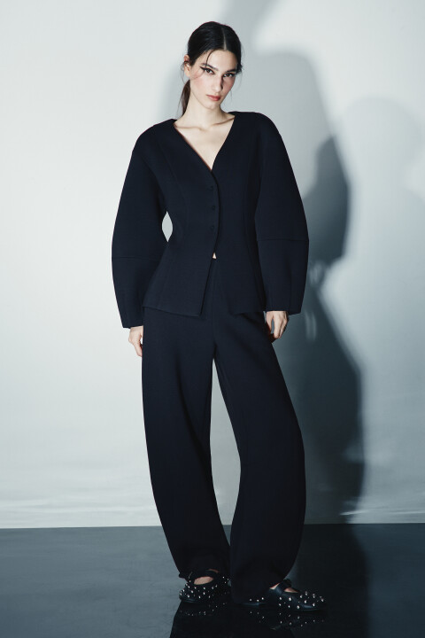 

Брюки barrel fit с декоративными швами, Черный, Брюки barrel fit с декоративными швами