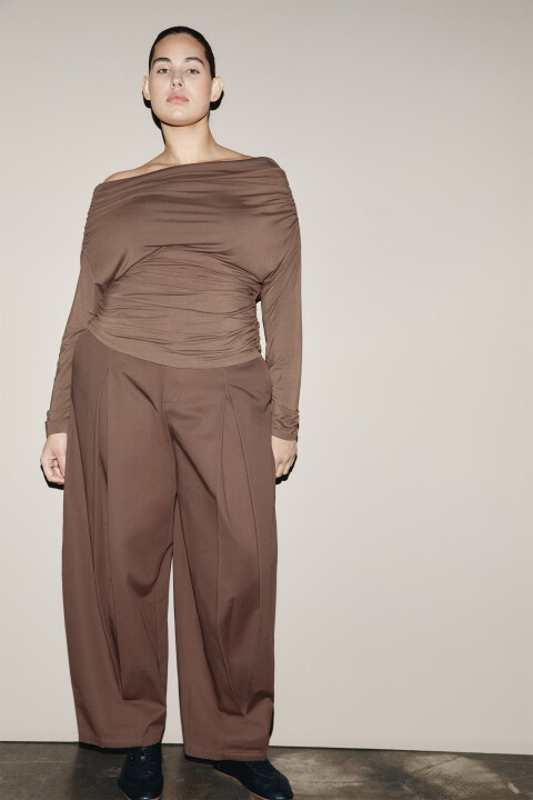 

Брюки barrel fit из хлопка, Коричневый, Брюки barrel fit из хлопка