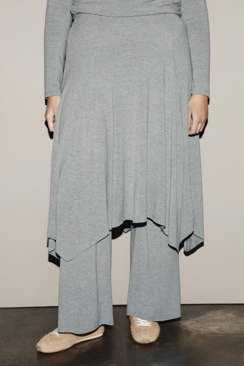 

Брюки широкие с юбкой, Серый, Брюки широкие с юбкой