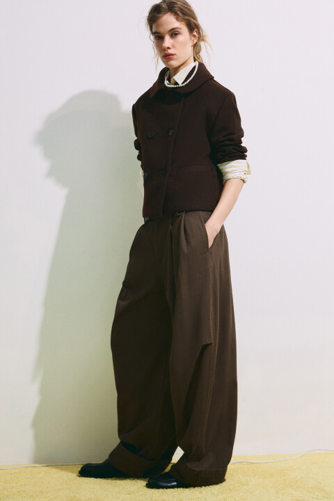 

Брюки barrel fit с подворотами и защипами, Коричневый, Брюки barrel fit с подворотами и защипами